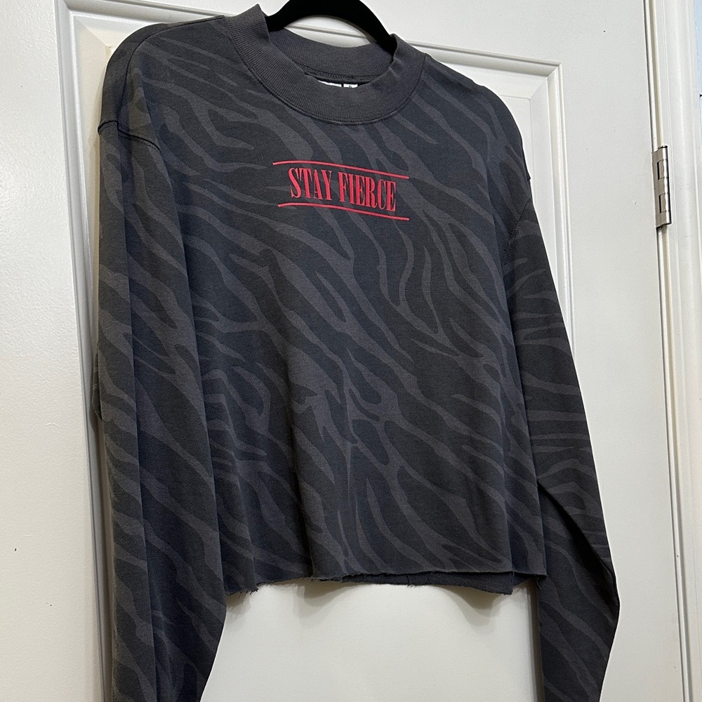 Mighty Fine Black and Gray Zebra Print Sweatshirt